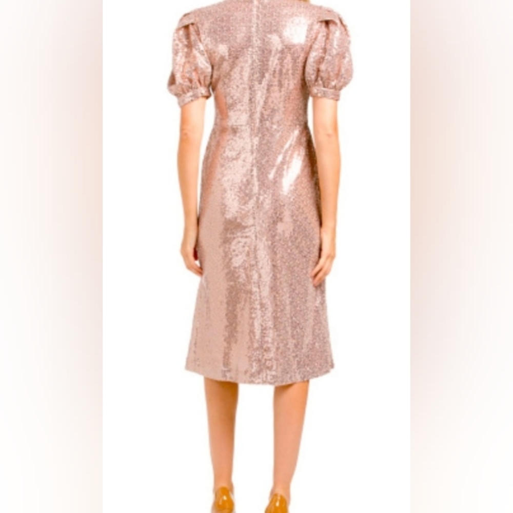 NWT Rachel Parcell Rose Sequin Puff Shoulder Midi Dress XS - Picture 2 of 8